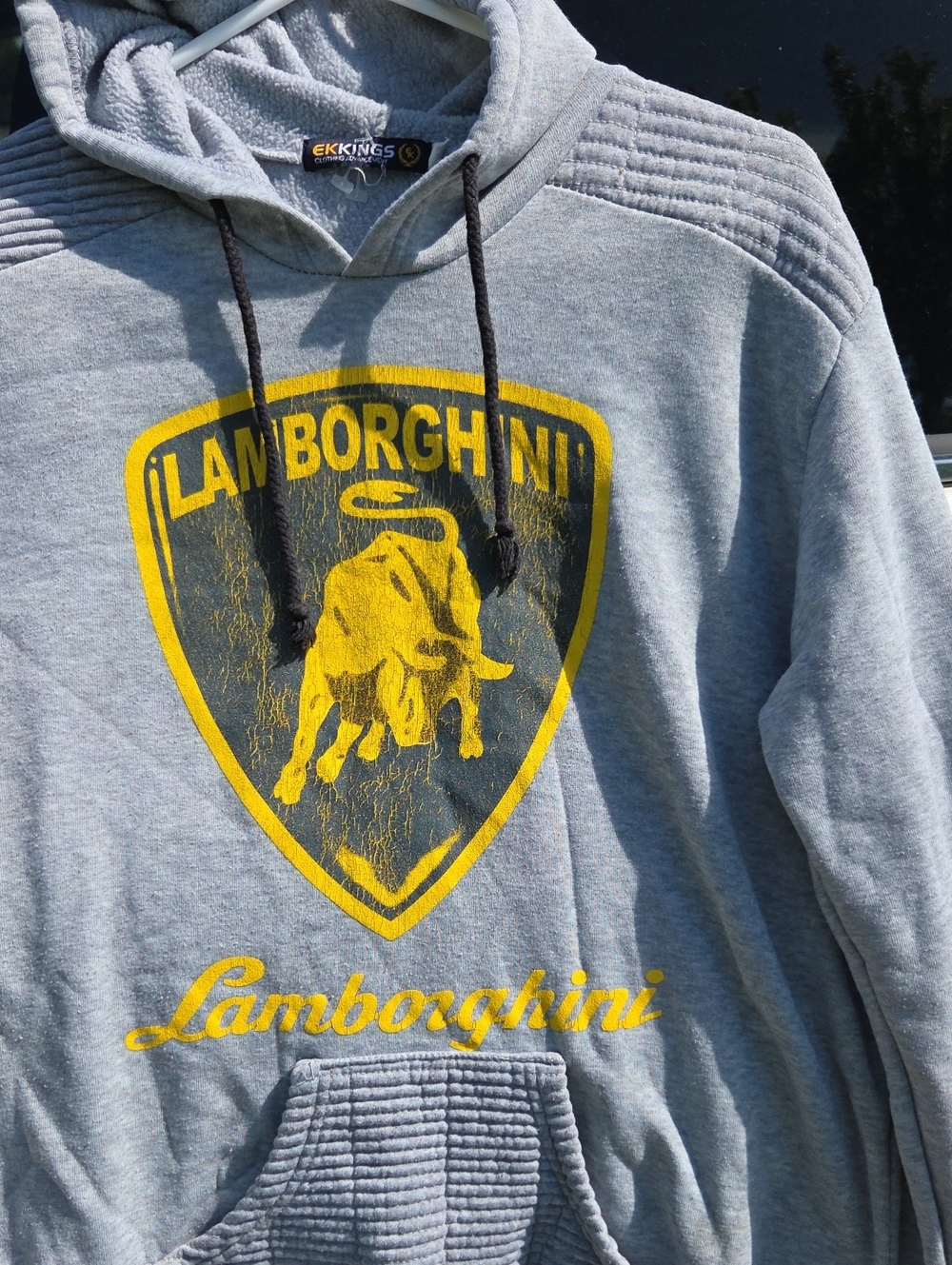 Lamborghini Gray Hoodie with Yellow Bull Crest